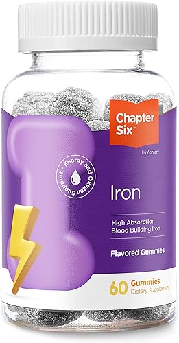 Zahler Chapter Six - Gomitas de hierro, suplemento de hierro con vitamina C para adultos, Kosher, 60 gomitas saborizadas (10 MG)
