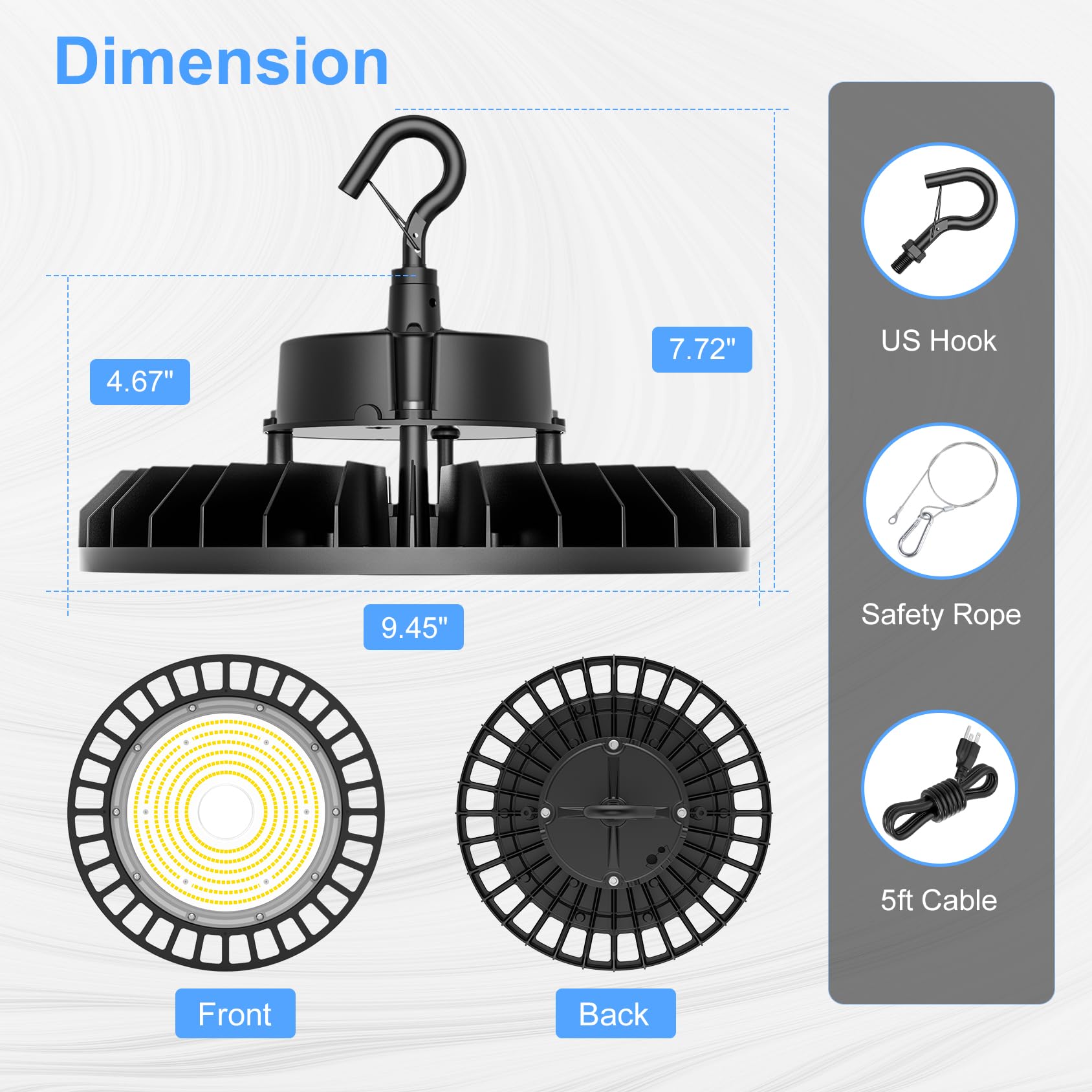 12 Pack 150W UFO LED High Bay Light 5000K 22500LM Ultra Bright IP65 Commercial Bay Lighting LED Shop — view 5