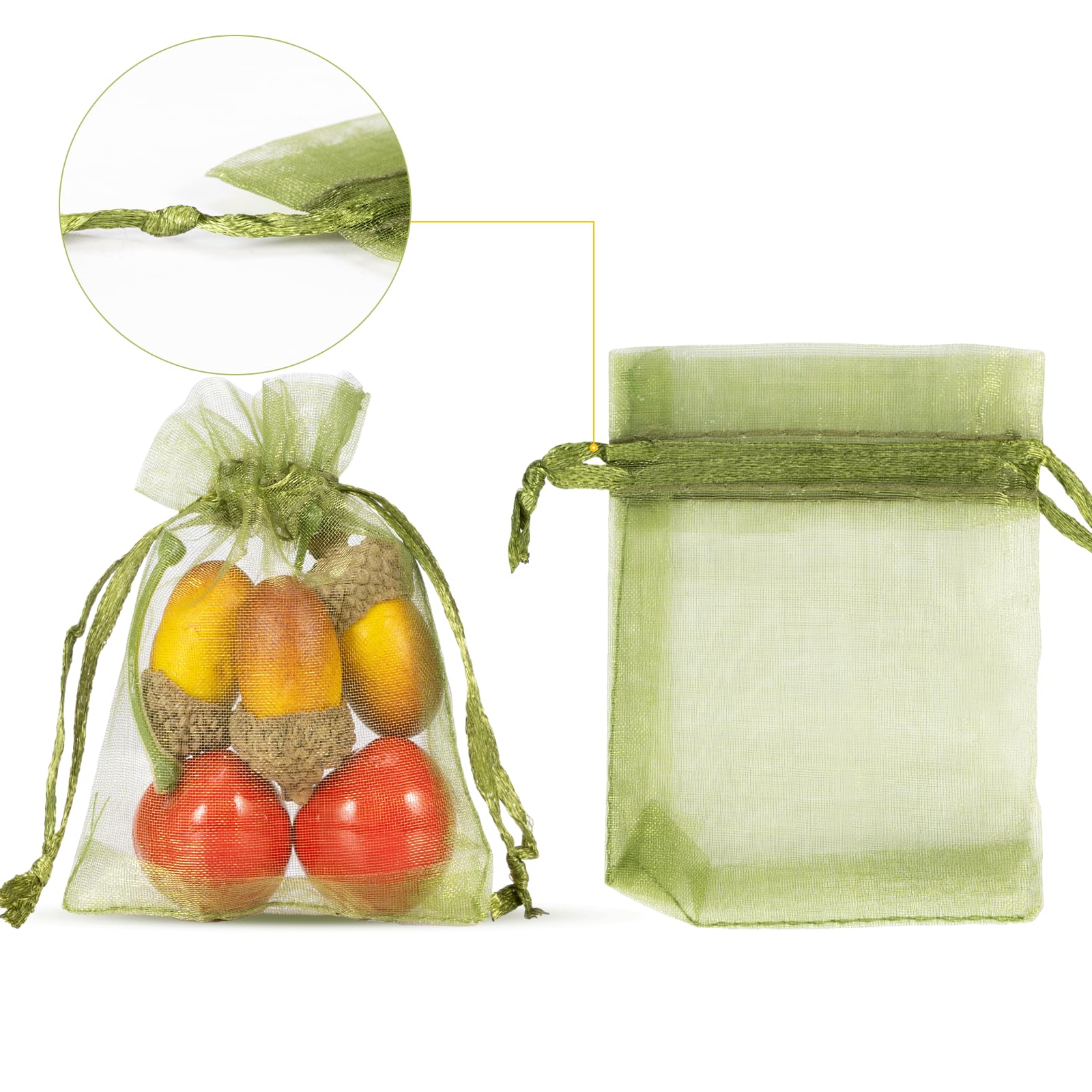 Carehabi Bożonarodzeniowe torebki na prezenty, woreczki z organzy, woreczki prezentowe, z organzy, woreczek na biżuterię, woreczki ślubne, 50 sztuk, 7 x 9 cm, zielone