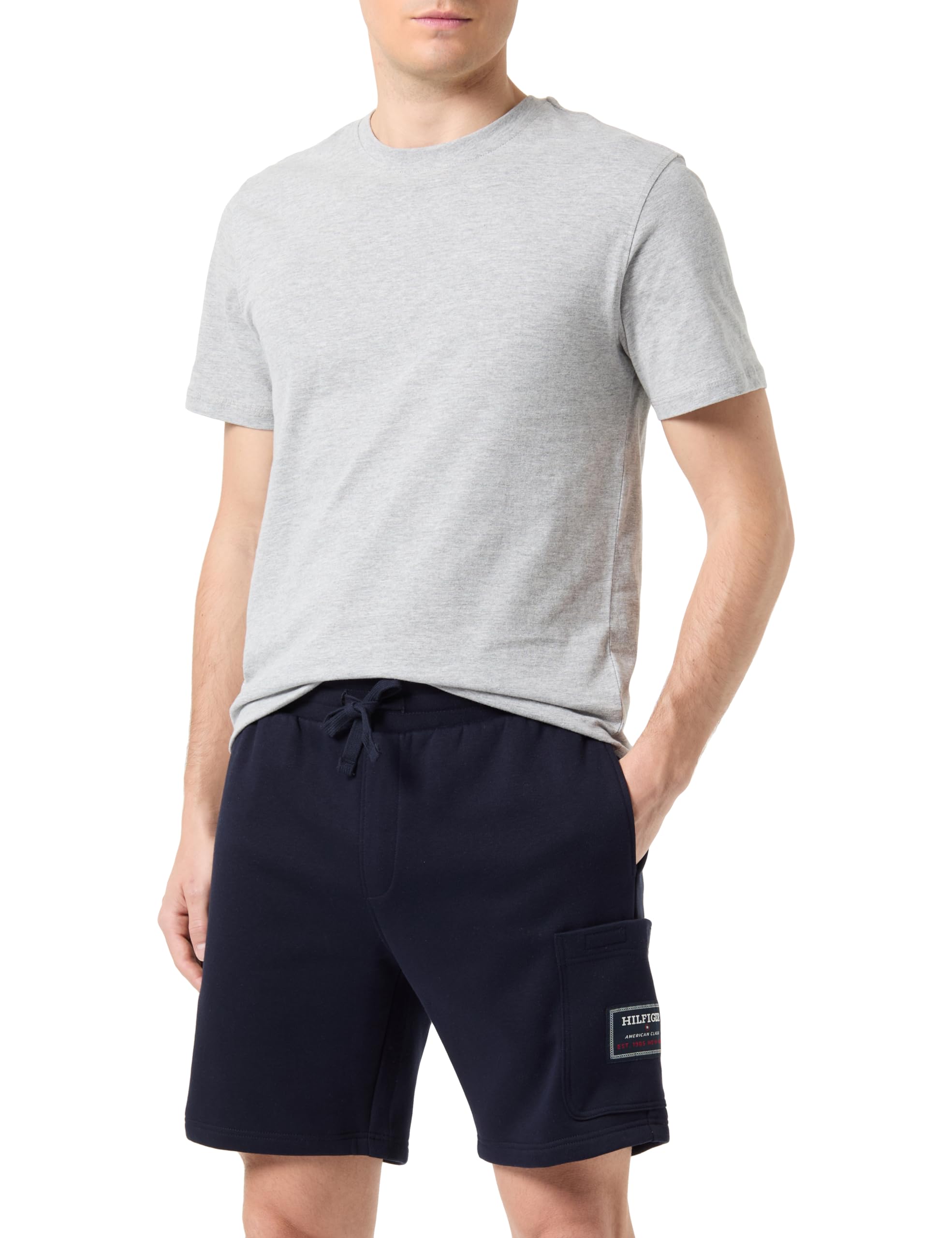 Tommy Hilfiger Pantalón corto tipo chándal Hombre Flag Logo Badge Corto, Weiß (Blanco), L