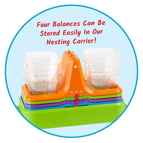 Miniatura 2 de hand2mind Balanza de cubo ajustable colorido, balanza de balanza de cubo doble transparente para líquidos y sólidos, báscula para niños fácil de