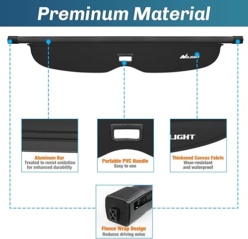 Miniatura 9 de Nilight Cubierta de carga para maletero para Toyota RAV4, accesorios 2013 2014 2015 2016 2017 2018, cubierta de seguridad retráctil para carga