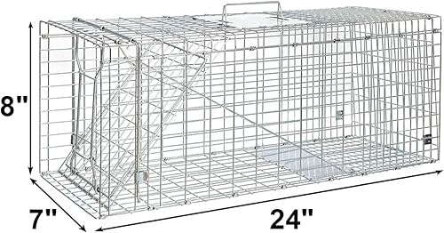 Miniatura 2 de Trampa humana para gatos callejeros de 24 x 8 x 7 pulgadas, trampa para animales vivos para gatos, mapache, possum, conejo, ardilla, ratón, trampa