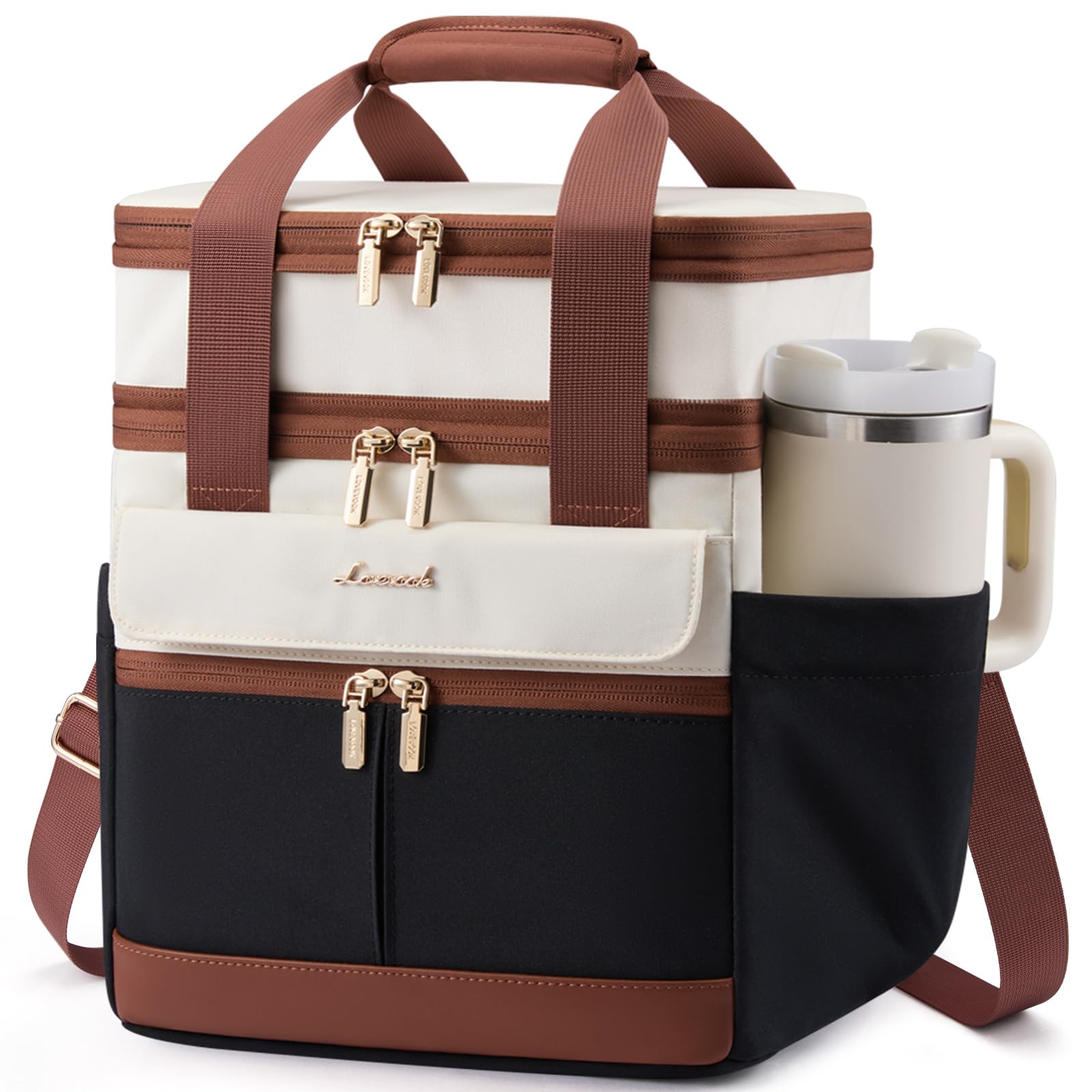 LOVEVOOK expandable lunch bag with large cup holder