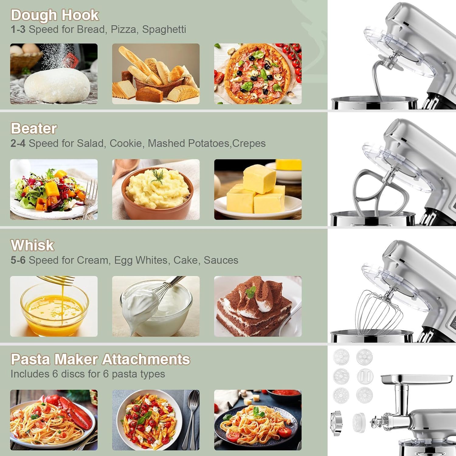 Mikser Stojący 8l, Wielofunkcyjny Robot Kuchenny, Blendery 5 W 1 Z Regulacją 6 Prędkości, Miksery I Roboty Kuchenne Z Bryzgoszczelną Pokrywą, Sok I Mięso Mielone, Odpowiednie Do Codziennego