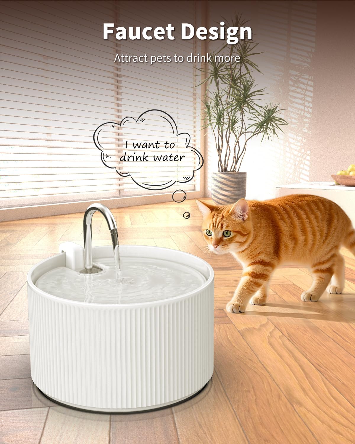 Ceramic Cat Water Fountain, 2.2L/74oz Automatic Pet Water Fountain, Cat Dispenser Ideal for Cats, Dogs and Multiple Pets - Image 5