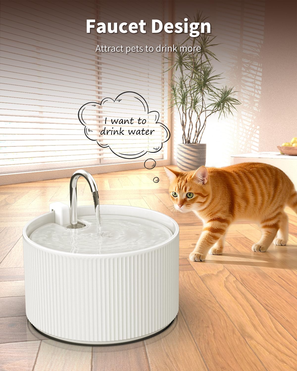 Fuente de agua de cerámica para gatos, fuente de agua automática para mascotas, dispensador ideal para gatos, perros y múltiples mascotas