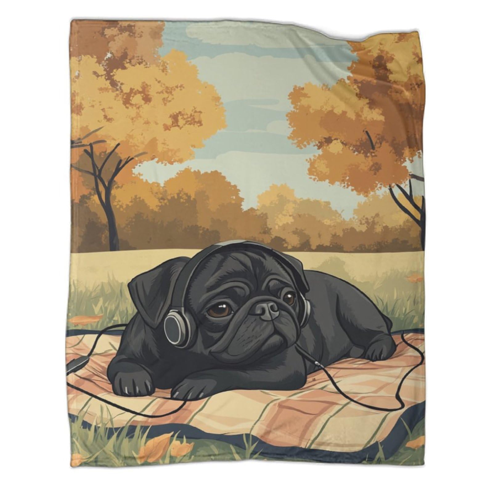 Couverture en laine motif chien pour réchauffer vos soirées canapé