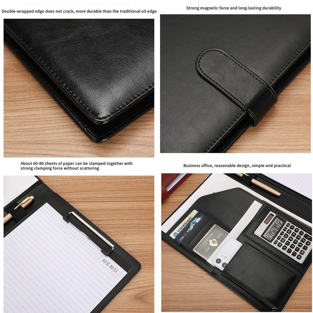 Porte Documents A4 Conférencier, Classeur à Anneaux, classeur d'affaires, Portefeuille d'entretien, étui de Couverture pour CV, Bloc-Notes pour Hommes et Femmes, Compatible avec Bloc-Notes