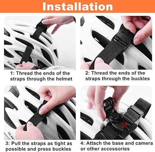 Miniatura 6 de Soporte de correa para GoPro para cascos, base de adaptador de montaje ajustable con varilla de extensión y hebilla giratoria de liberación rápida,