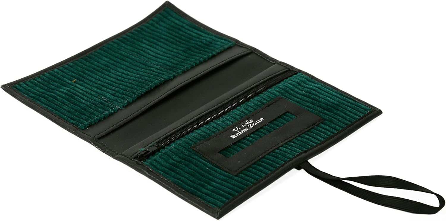 Rolling Tobacco Pouch Case with 6 separate compartments - Travel Smoking Tobacco Pipe Bag - Roll Your Own Cigarette Organizer Kit for Smoking Accessories - Storage Container for Men & Women