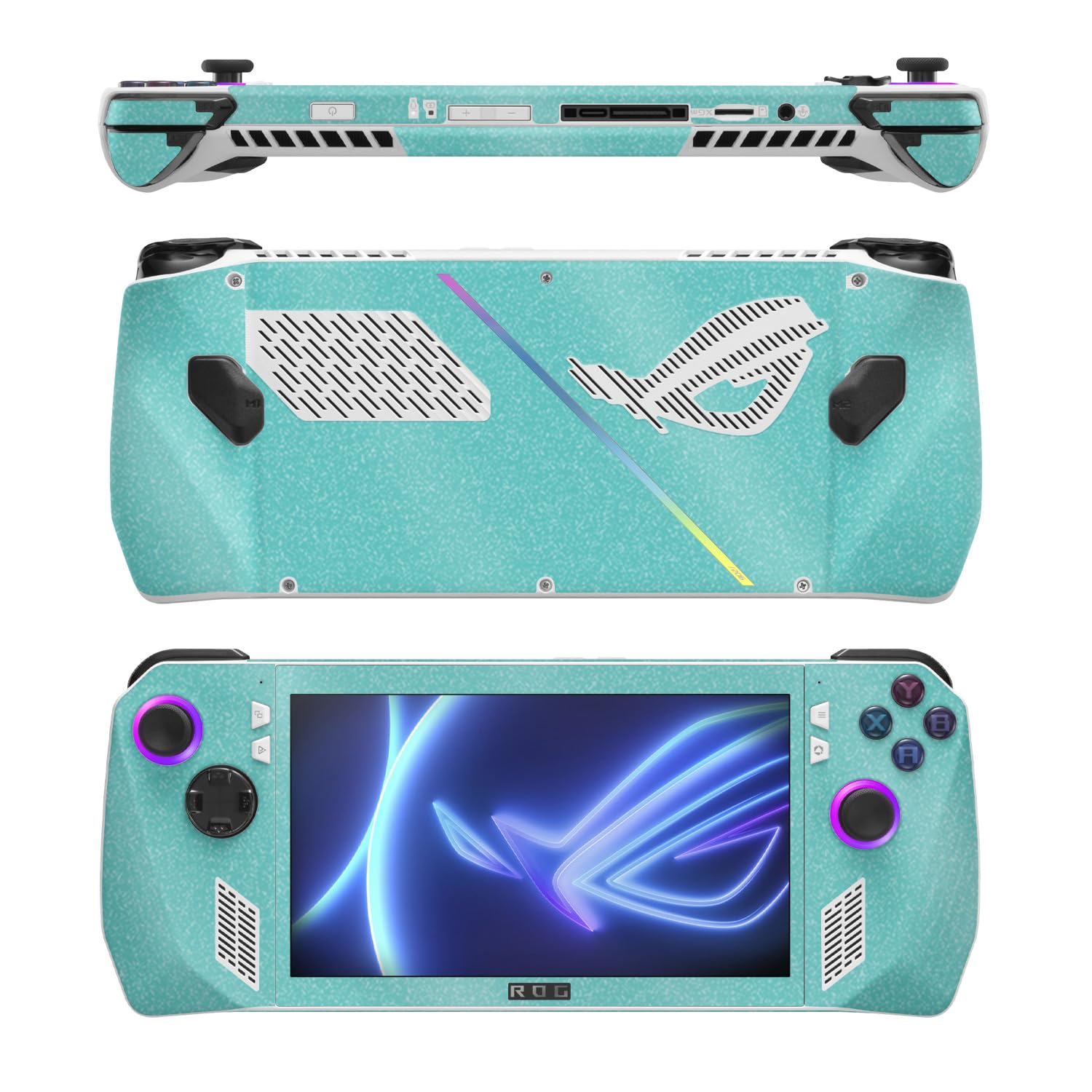 MightySkins Glossy Glitter Skin Compatible with Asus ROG Ally - Solid Turquoise | Protective, Durable High-Gloss Glitter Finish | Easy to Apply