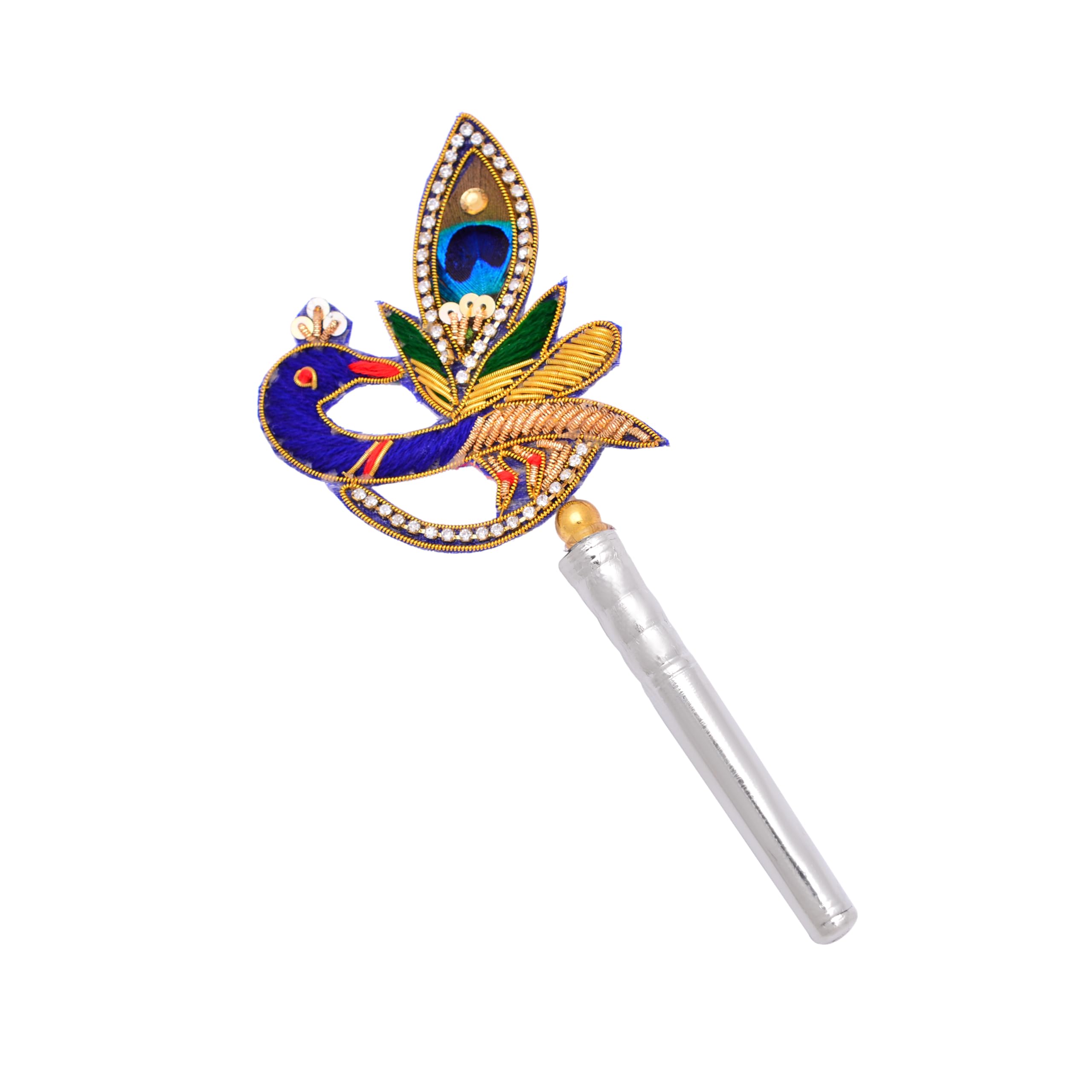 CARATWALA 999 Pure Silver (Chandi) Peacock Feather/Hand Fan/More Pankh for Home Decoration, Pooja, Gift Purpose & Donation.