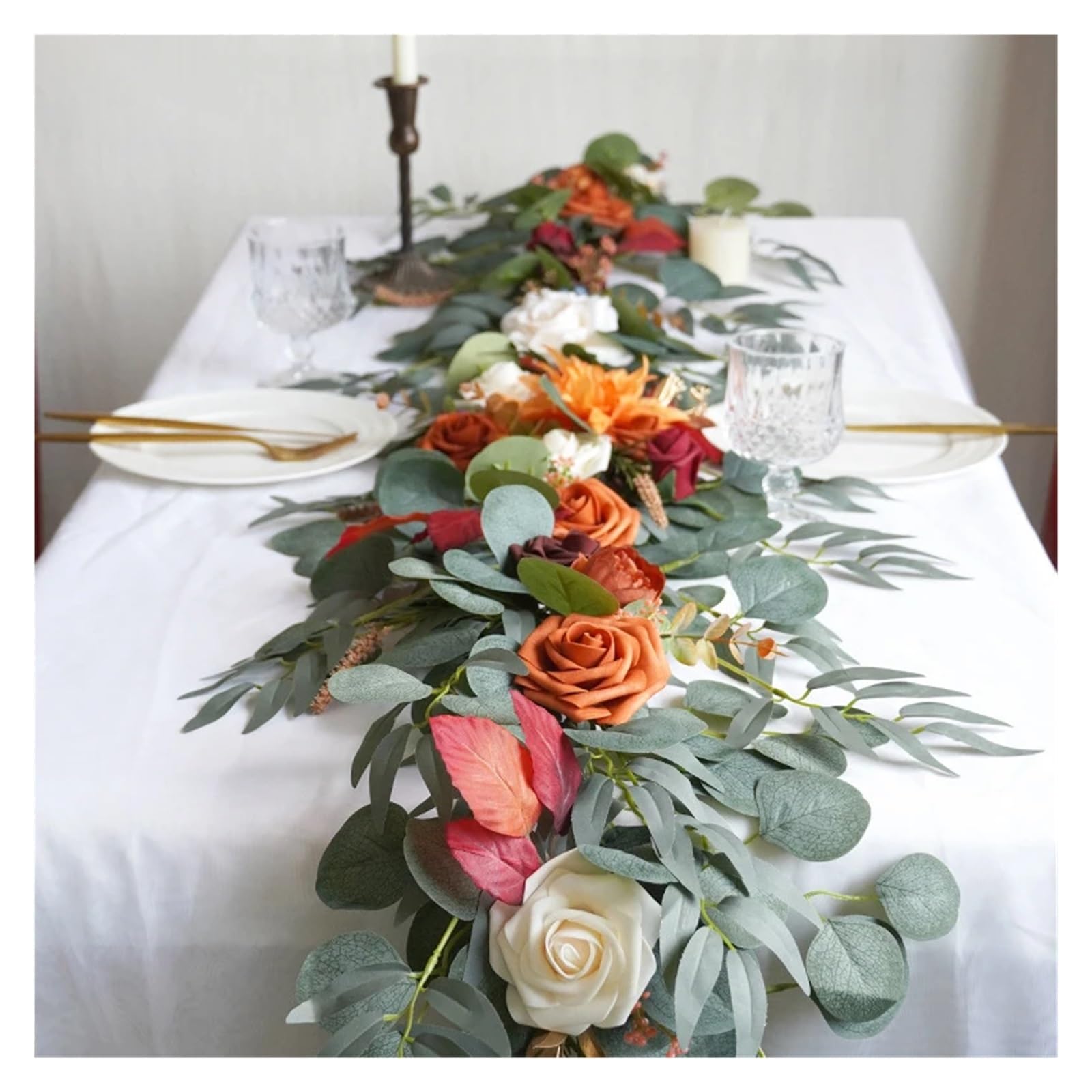 Guirnalda de FloresArtificiales Guirnaldas de Flores for Caminos de Mesa, centros de Mesa de Novios for decoración de Bodas(Lilac)
