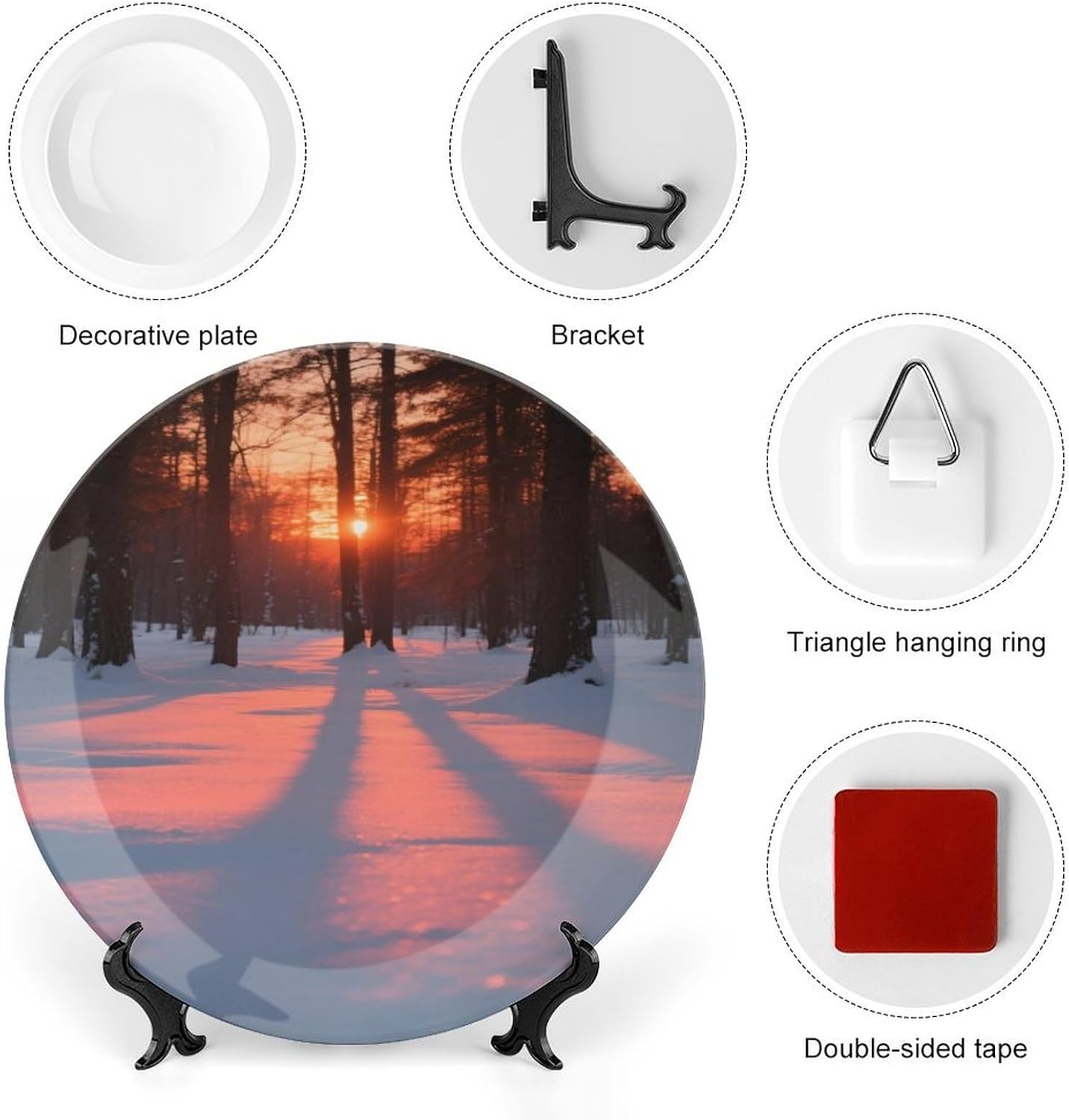 Bone China Decorative Plates Dusk Ceramic Decorative Plate Wall Decor with Display Stand Ceramic Ornaments for Wall Hanging Decoration