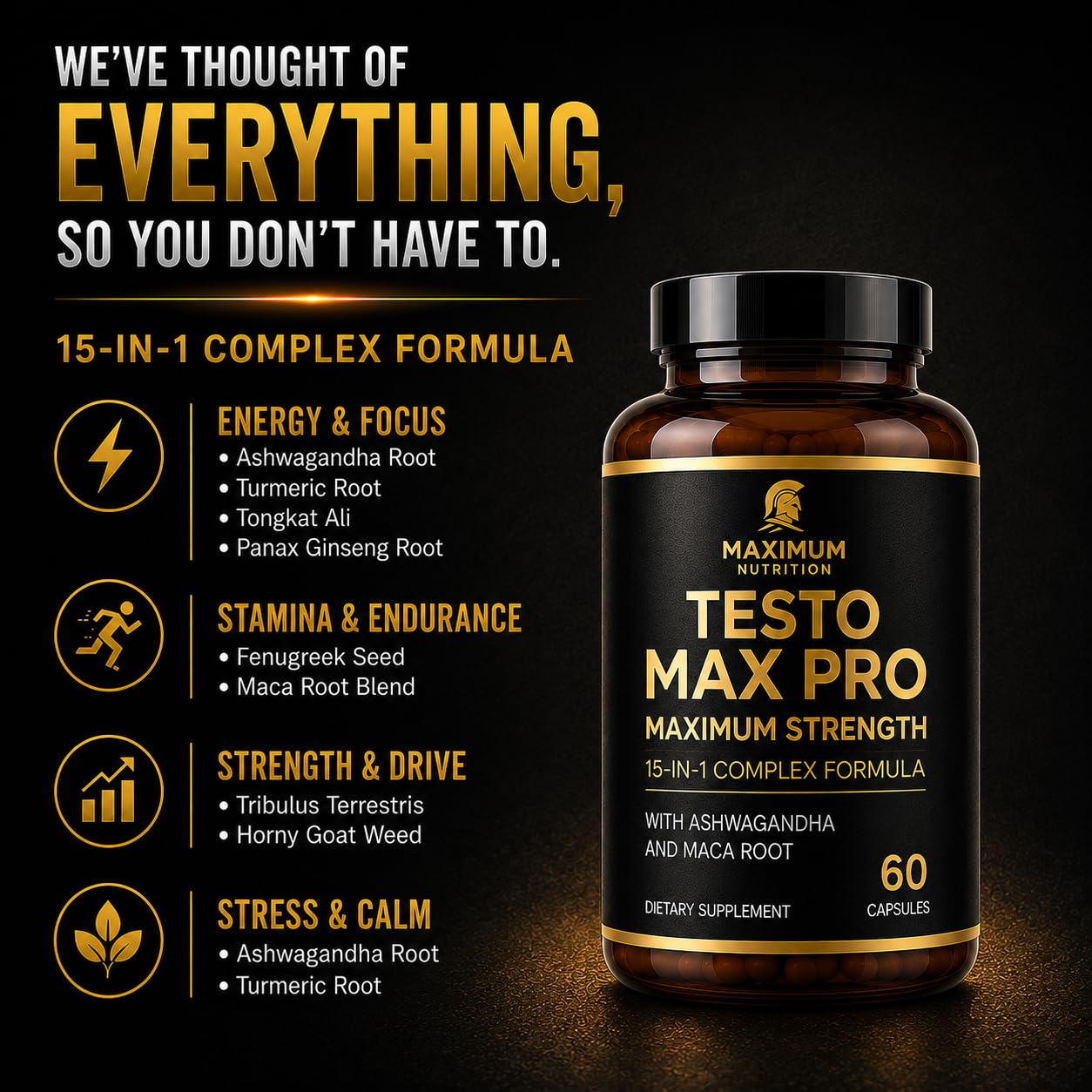 Testosterone Booster for Men – Testo Max Pro 15-in-1 with Tongkat Ali, Maca, Tribulus, Panax Ginseng, HGW, Ashwagandha & More – Natural Energy, Stamina & Performance Support – GMP Certified — Amazon image 3
