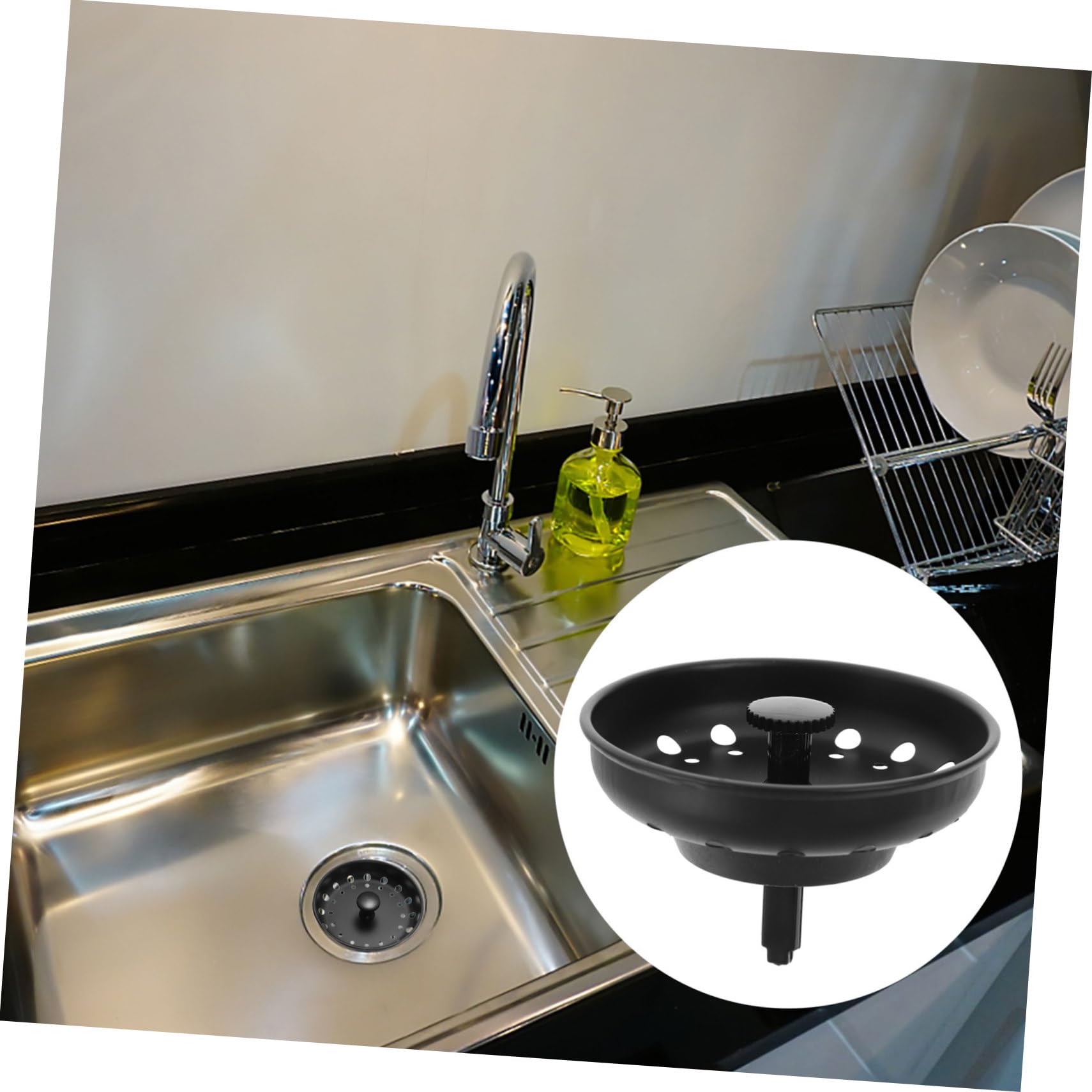 NUOBESTY 5 Sätze Abflusssieb Für Die Küche Spülensieb Wohnung Sinkt Filter Waschbeckenabfluss Abflussstopfen Für Waschbecken Spülsiebe Spülbecken Black Stahl 2 Stück * 5