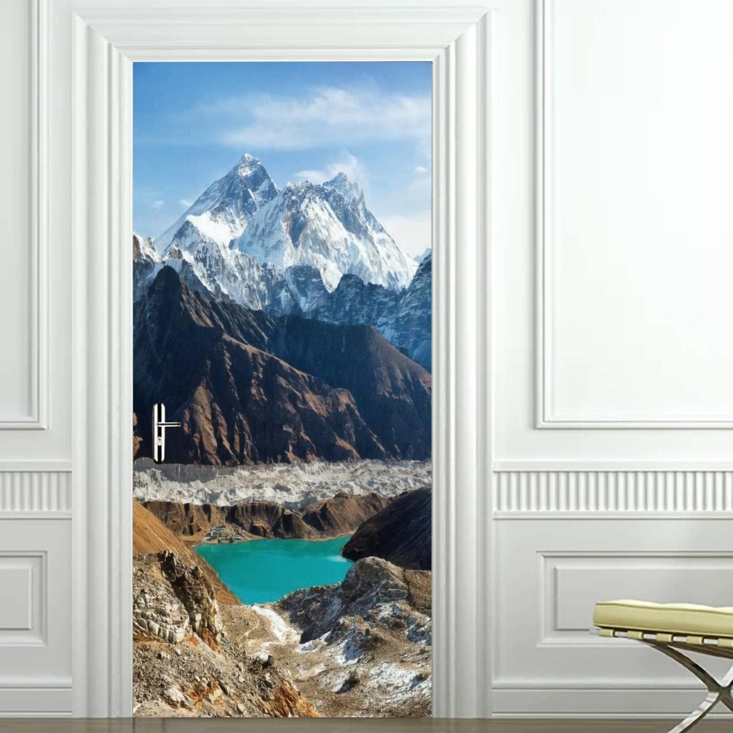 Modern Mountain Door Stickers for Interior Doors Winter Snow Scene 3D Door Decals Art Sticker Self Adhesive Door Murals for Bedrooms Living Room Bathroom Home Decor G749?90x210 cm?