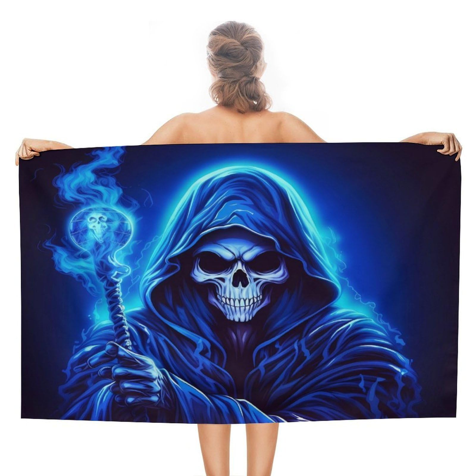 CGSBNGHA Cartoon Animated Grim Reaper Beach Towels Soft Bathroom Bath Pool Swim Towels for Women Men