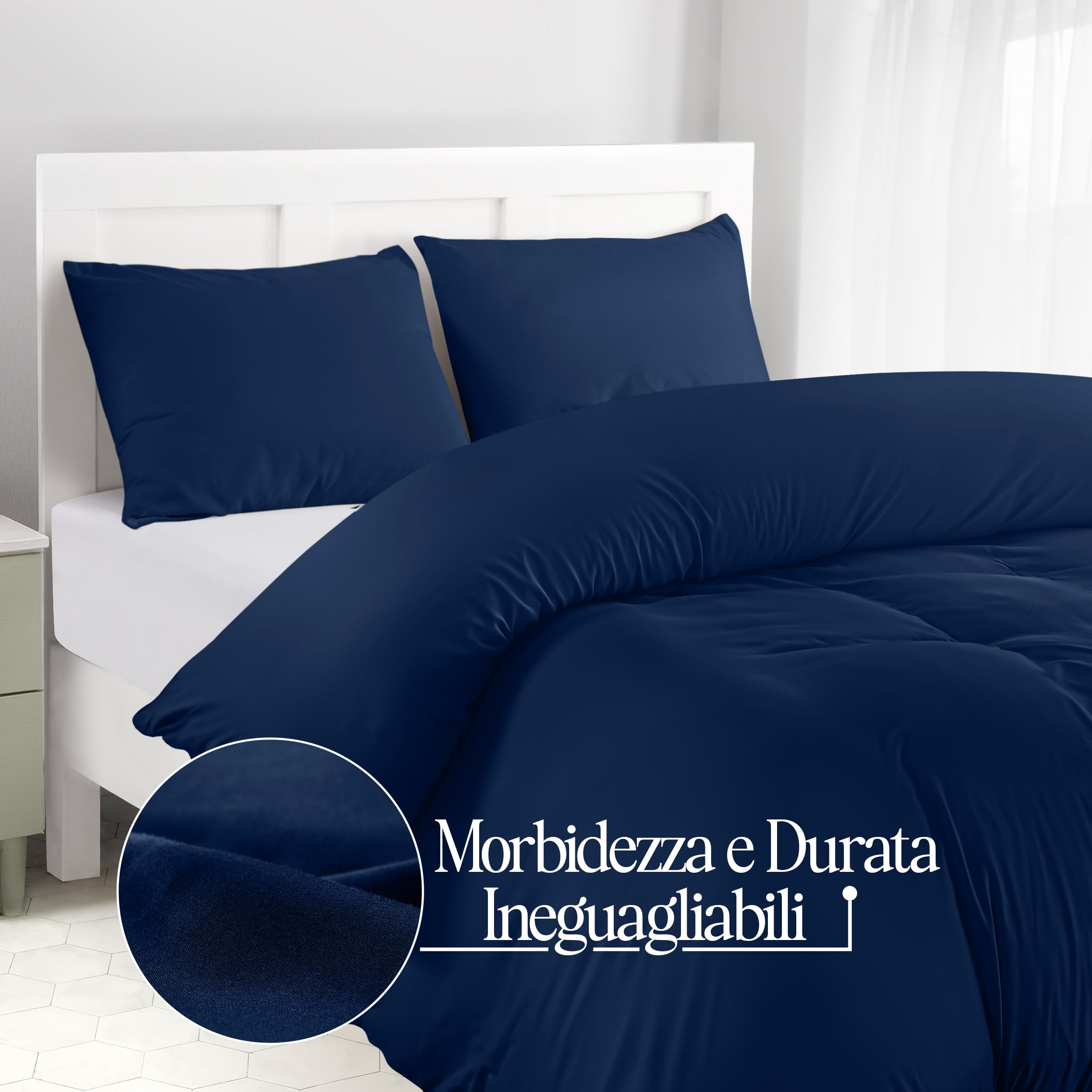 Utopia Bedding Copripiumino King Size - Microfibra Copripiumino 230x220cm + Federe 50x75cm - Blu Navy