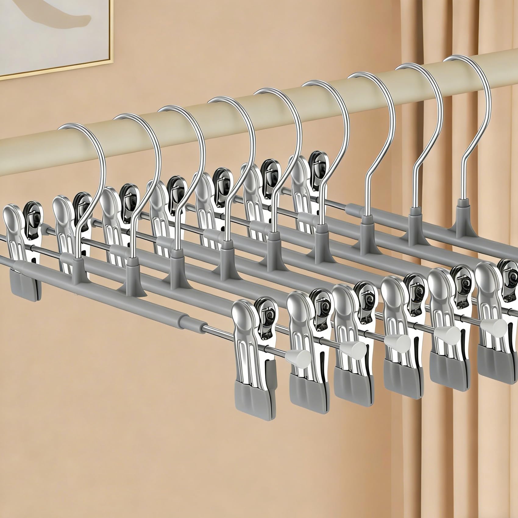 30 cm Metall Hosenbügel, 20 Stück Kleiderbügel mit rutschfest Clips,Rockbügel Hosenbügel Platzsparend für Hosen Shorts Rock Socken Unterwäsche