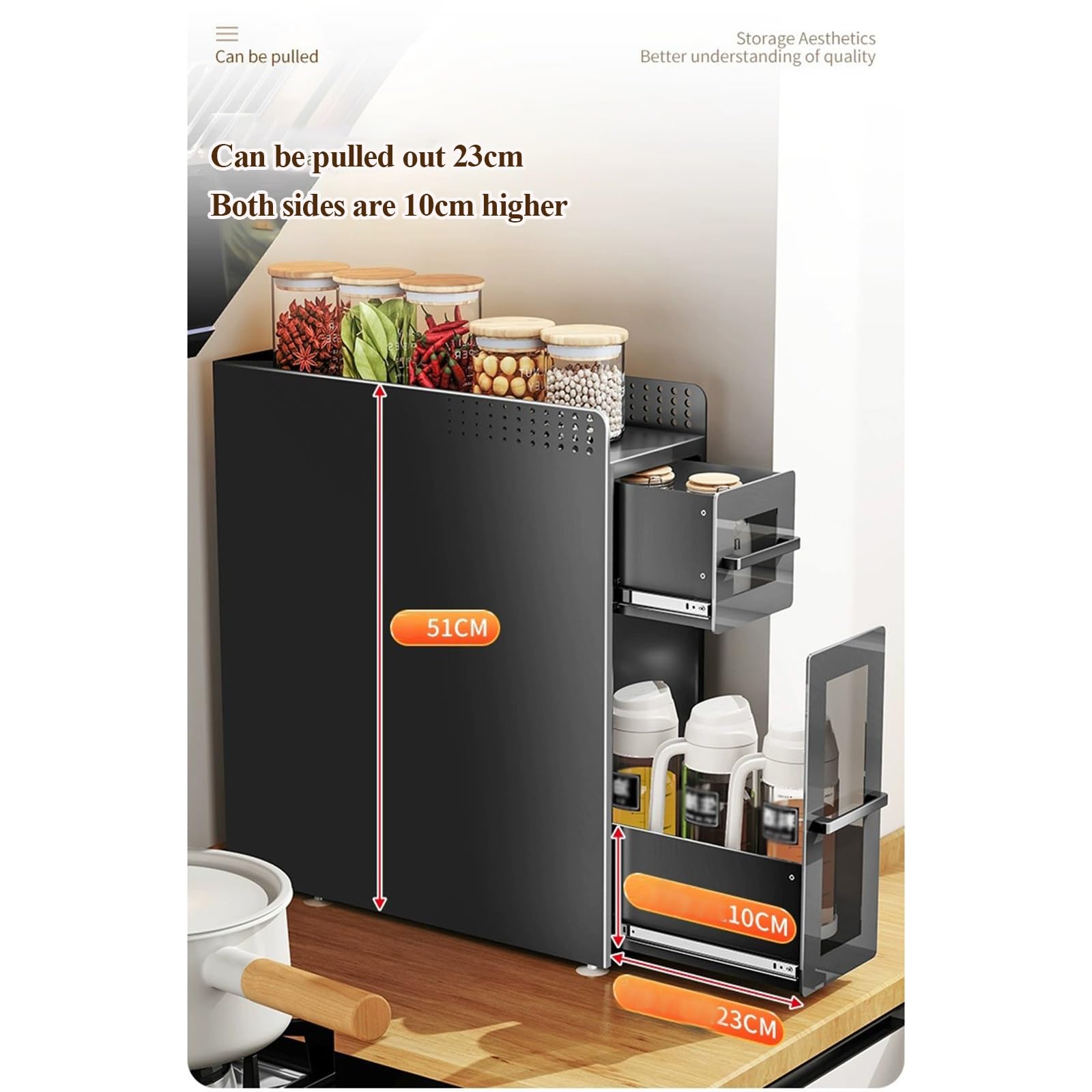 Organizador de Armario Extraíble, 2/3-Tier Spice Rack para El Interior del Armario, Organizador de Metal para Especias Estante para Especias(Style 1)