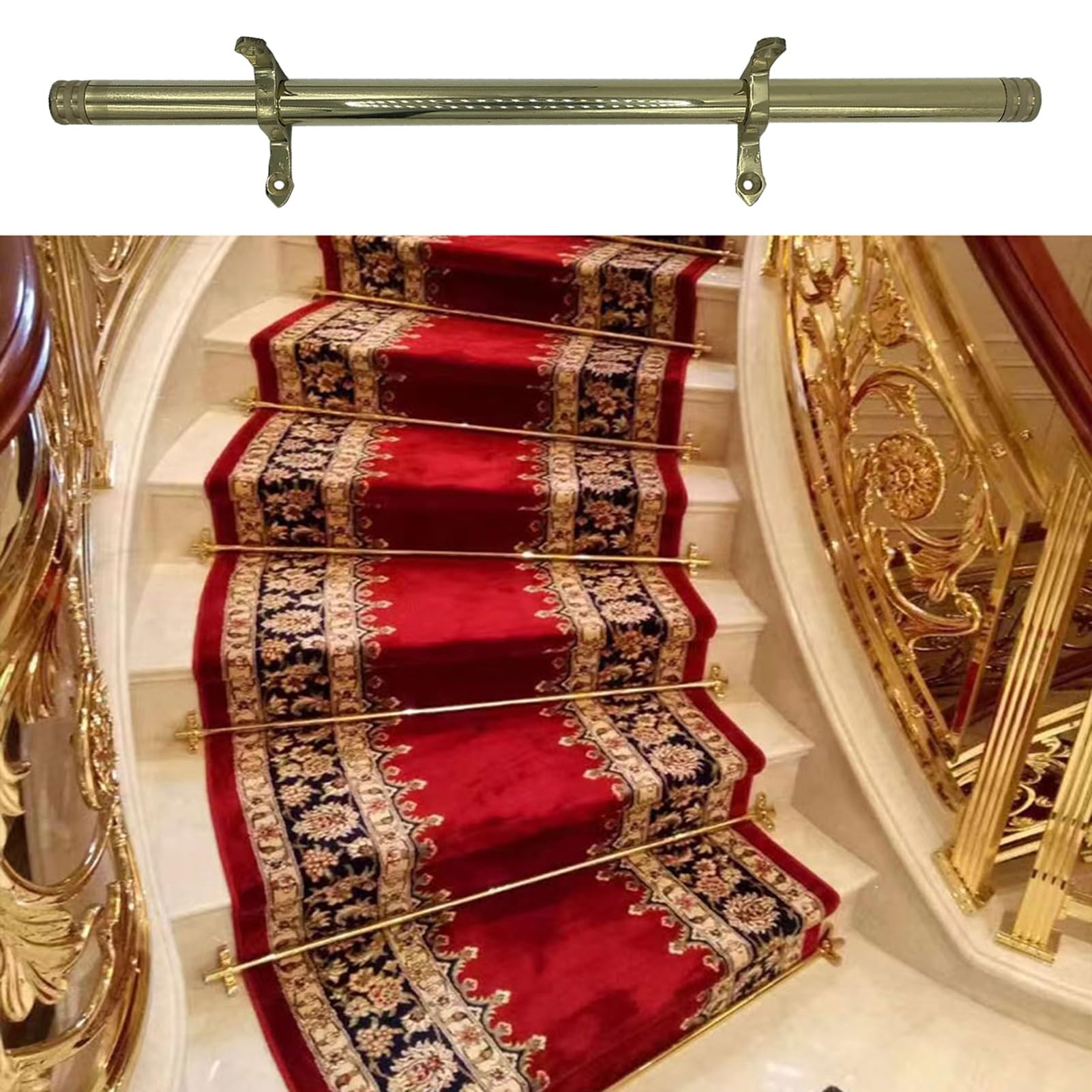 Barra decorativa para alfombras de escalera en latón de 110 cm para viviendas