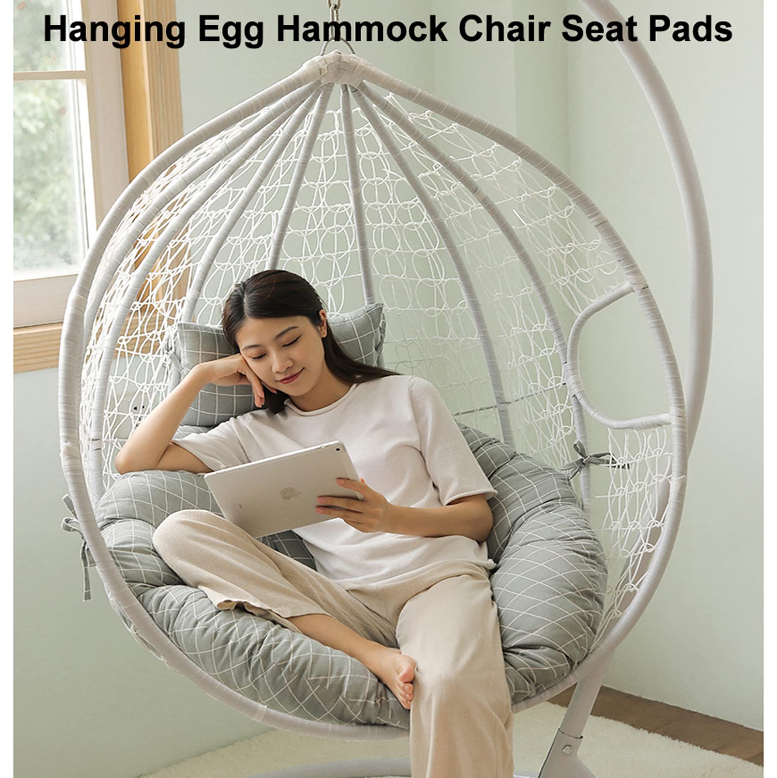 Wisząca poduszka na krzesło z jajkiem, zdejmowana poduszka do siedzenia do użytku wewnątrz / na zewnątrz, wygodna i stylowa poduszka do zawieszania kosza, idealna do relaksu i wypoczynku
