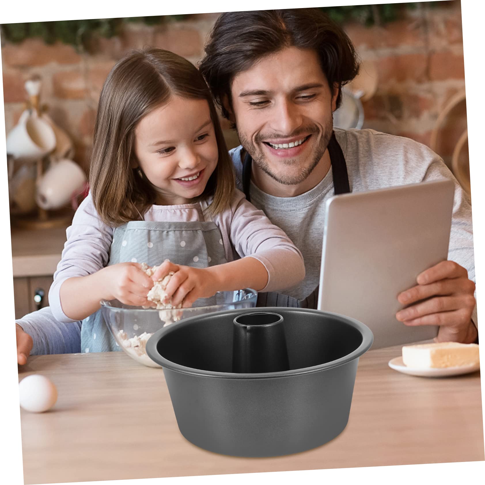 Moule Noir à Gâteau Creux Rond en Acier au Carbone Antiadhésif