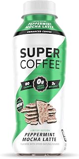 Super Coffee, Keto Protein Coffee (0g Added Sugar, 10g Protein, 80 Calories) [Peppermint Mocha Latte] 12 Fl Oz, 12 Pack | Iced Smart Coffee Drinks - LactoseFree, GlutenFree