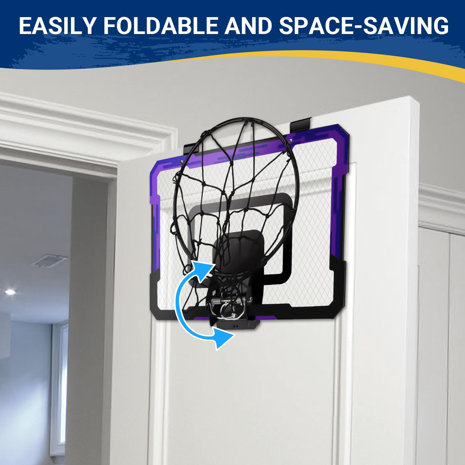Canasta de baloncesto interior para niños – Cesta de baloncesto en la habitación de pared con marcador electrónico, 3 bolas y bomba de aire, canastas de baloncesto, juego de puerta, juguetes