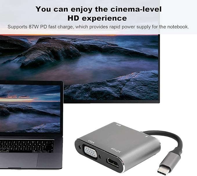 Hub USB C 4 en 1 Pilipane 4K HDMI VGA USB 3.0 miniatura 3