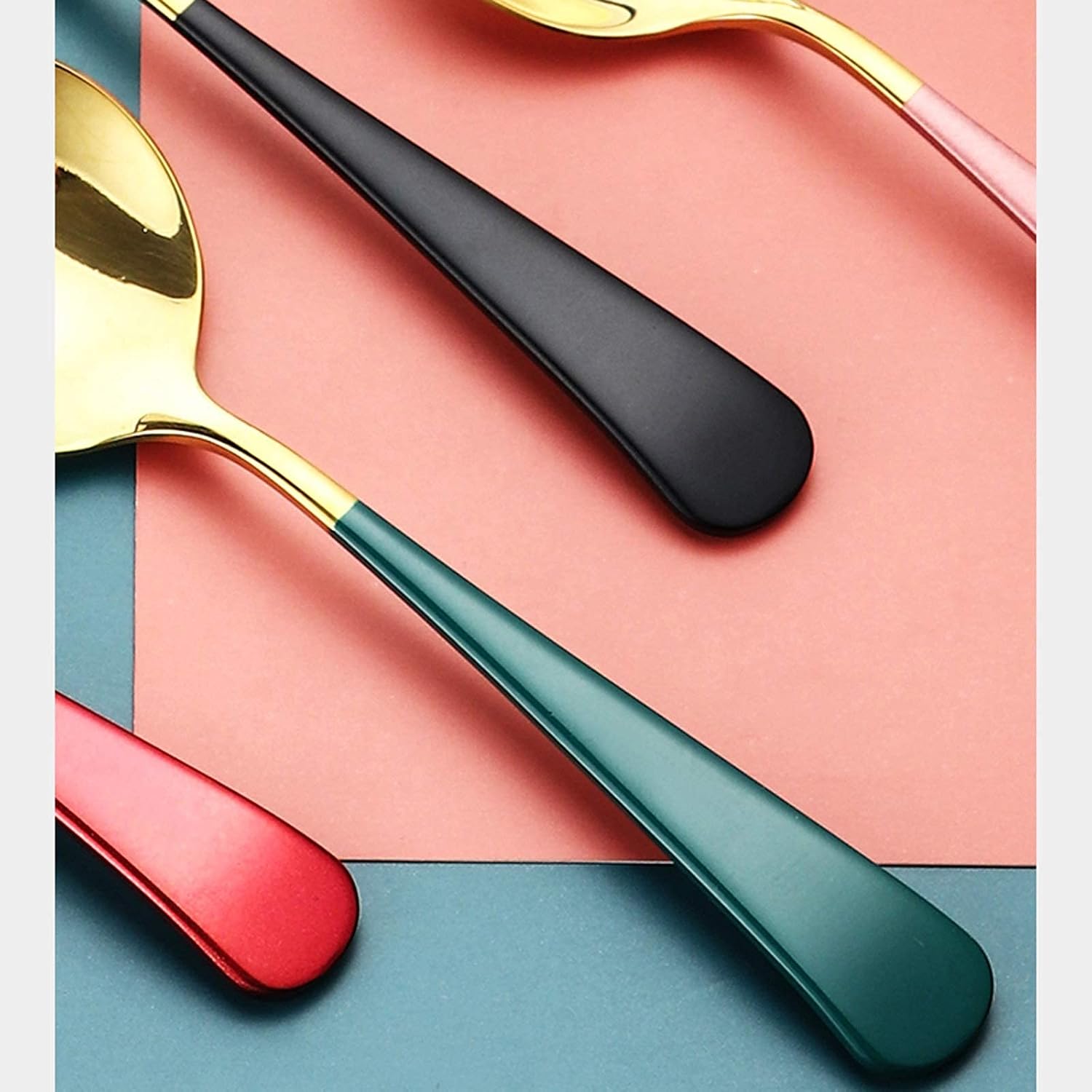 Dinner Spoon Set Stainless Steel Spoon Spoon Creative Big Spoon Thickening Spoon Sterling Spoon Small Spoon Eating Spoon Dinner Spoon/Soup ladle (Color: F) (C)