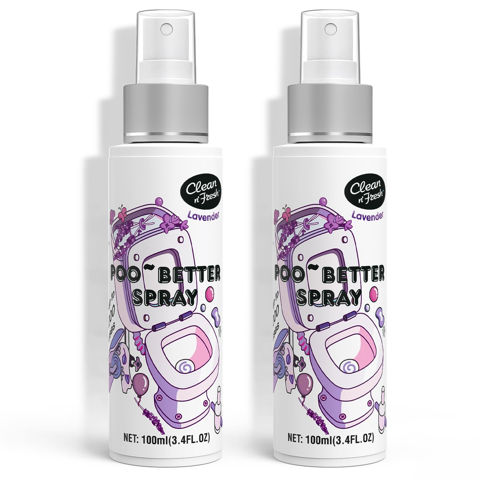 Clean-n-Fresh Toilet Spray, Lavender, 6.8 Fl Oz, Bathroom Odor Eliminator