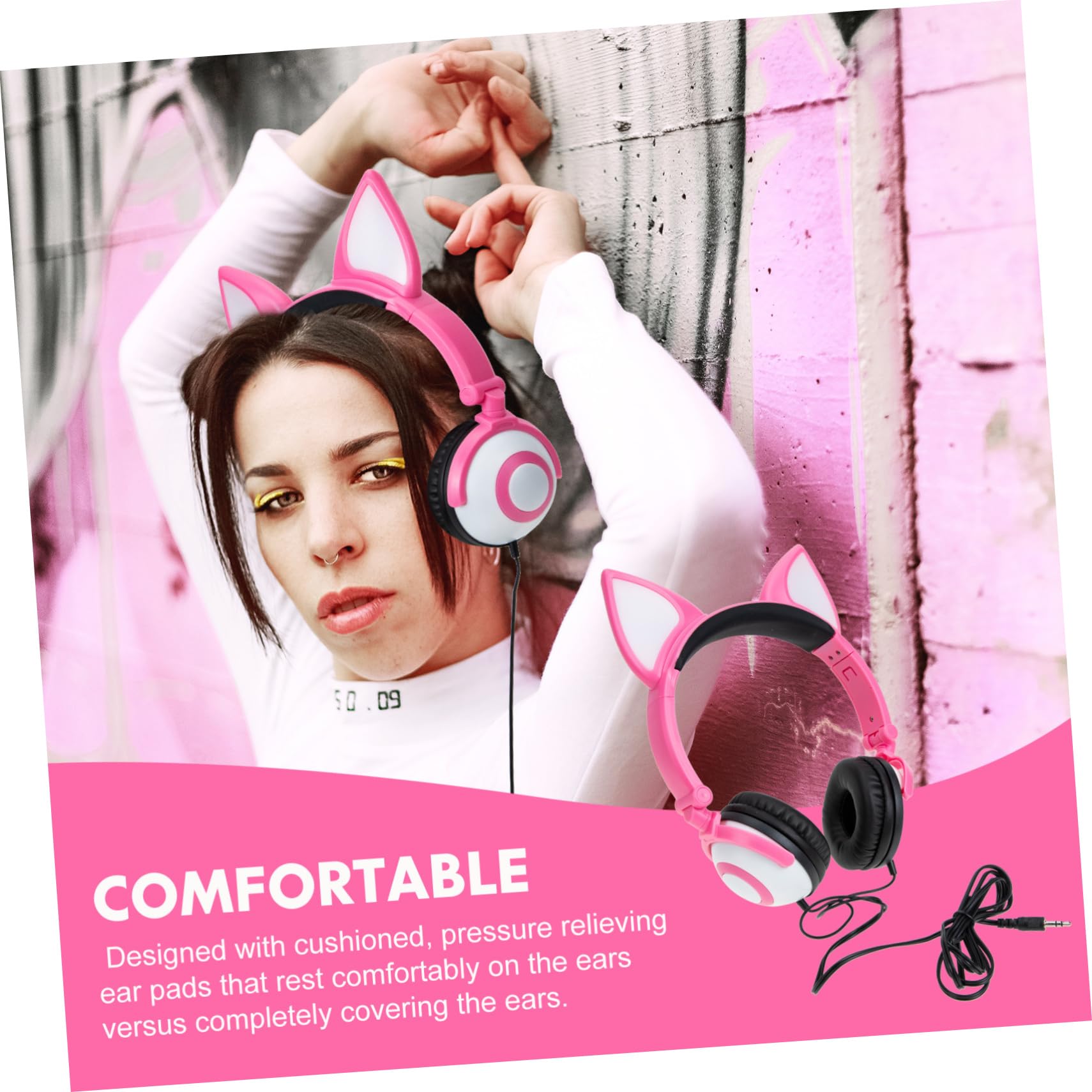 Cuffie Orecchie di Gatto Regolabili Cuffie per Cellulare Delicate e Confortevoli Compatte LED