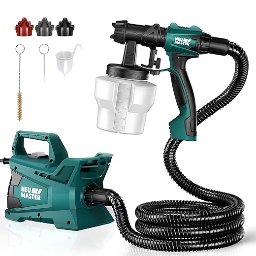 Upgraded Paint Sprayer, NEU MASTER HVLP Electric Spray Paint Gun, 1200ML Container/4 Nozzles/3 Patterns for Home Interior and Exterior, Cabinets, House, Fence, Ceiling