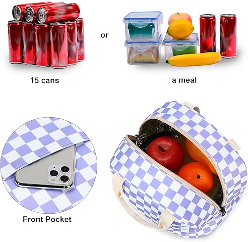 Miniatura 8 de Lonchera para niñas y mujeres, reutilizable, aislada, para la escuela, el trabajo, picnic (Cactus)