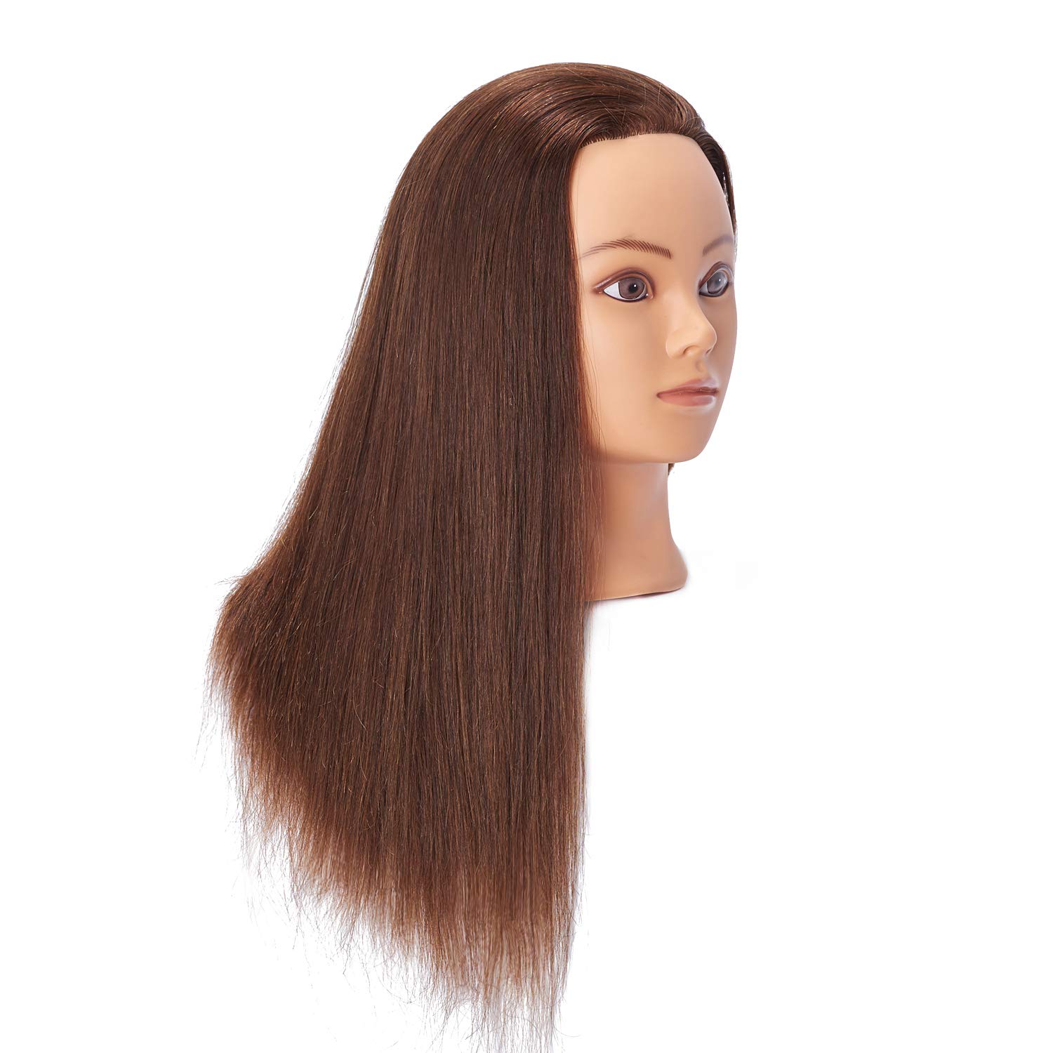 Cabeza de maniquí de cabello humano de 24 a 26 pulgadas, cabeza de entrenamiento de peluquería para práctica de corte y trenzado 2