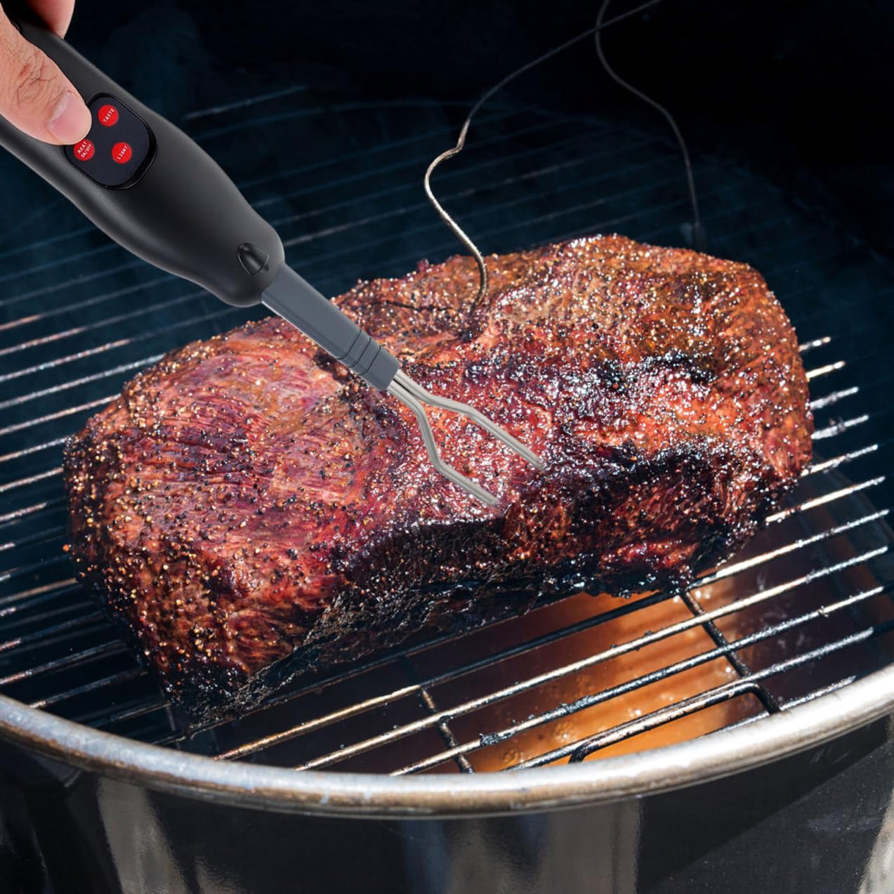 Digitales Grillthermometer Modell 206 aus Abs und Edelstahl Schwarz
