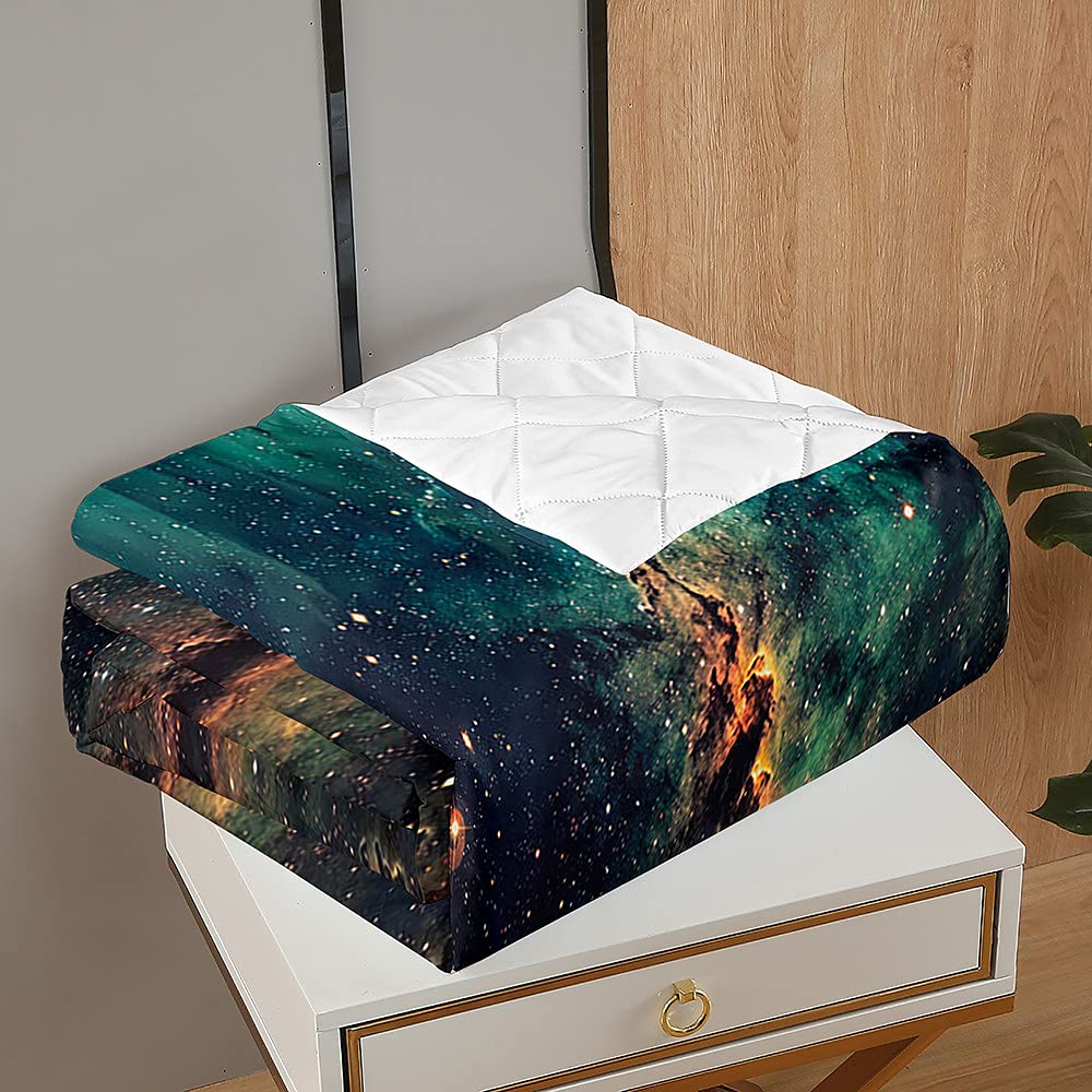 Trapuntino Copriletto Matrimoniale Singolo, Chickw11 3D Universo Stampa Coperta Primaverile Trapunta Estivo Trapuntato Goffrato Coperta Leggera per