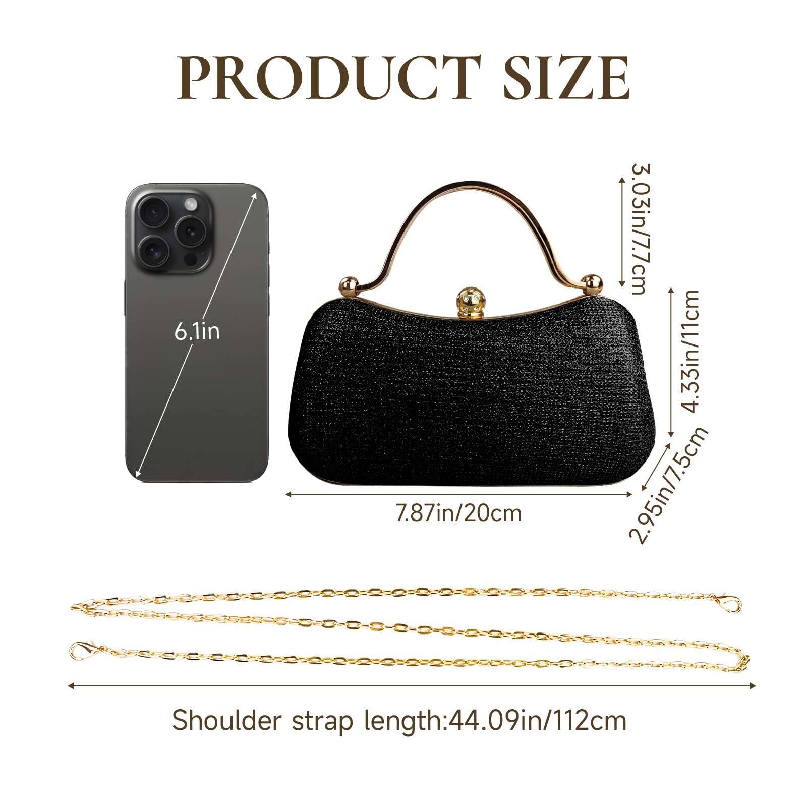 Damskie torebki wieczorowe, stylowe torebki z PCW na wieczór crossbody dla kobiet z odpinanym łańcuszkiem, elegancka błyszcząca torebka ze strasu, sprzęgło na imprezy, kolacje i wesele