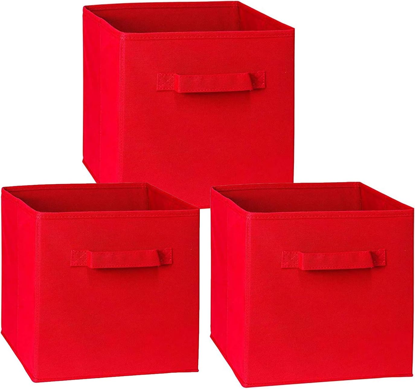 DOUBLE R BAGS Large Storage Cubes Fabric Storage Bins with Label Window | Cube Storage Bins for Home and Office | Foldable Cube Baskets For Shelf | Closet Organizers and Storage Box (Medium, 3)