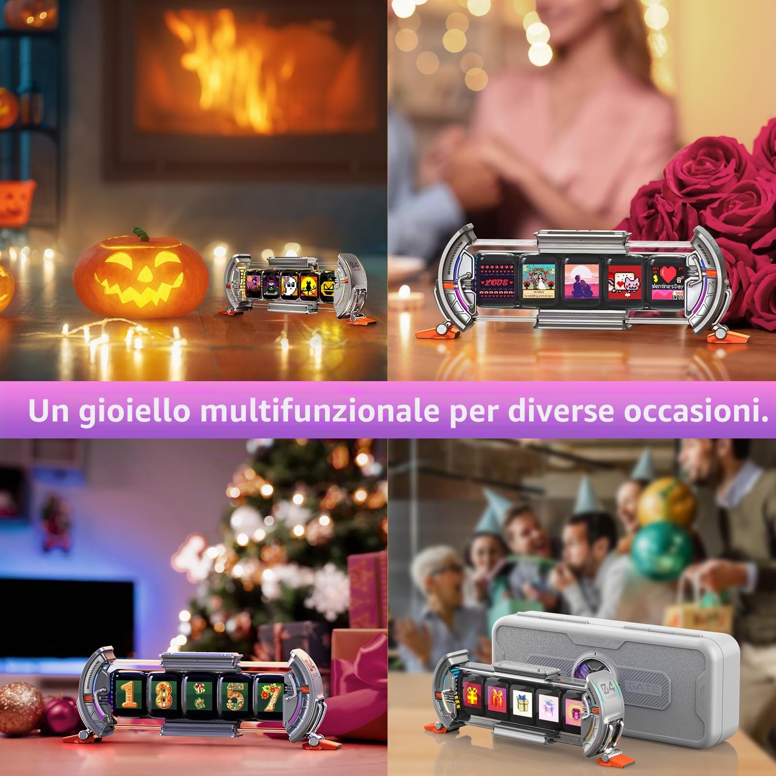 divoom Times Gate WIFI Pixel Art Display informativo, 5 pezzi 128 x 128 IPS, LED Digital Clock Lights Decorativo con App Controllo per Gaming Camera Tavolo Decorazione