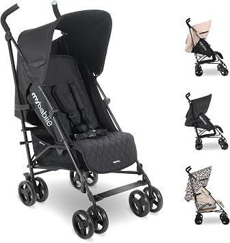 My Babiie MB01 Stroller - from Birth to 4 Years 22kg, Lightweight & Compact Umbrella Fold, Travel Buggy for Toddlers - Black
