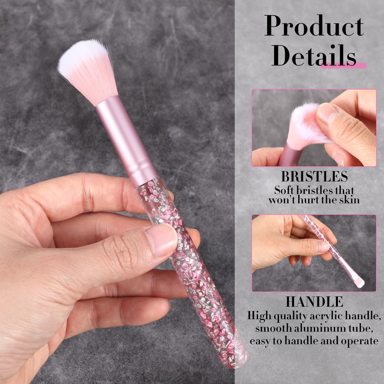 7 Pièces Crystal Pinceaux Maquillages,Pinceau Maquillage,Pinceaux Maquillage Enfant Sparkles Powder Éventail Pinceaux À Poudre Irréprochables Pour Fond De Teint Blush Fard À Paupières
