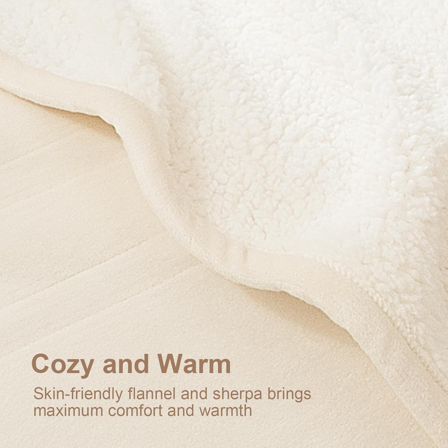 Electric Blanket Queen Size Dual Control - Washable Heated Blanket Queen with 5 Heat Settings, 10 Hrs Auto Off, ETL Certified, Flannel Sherpa Heating Blankets 84" x 90" White - Image 6