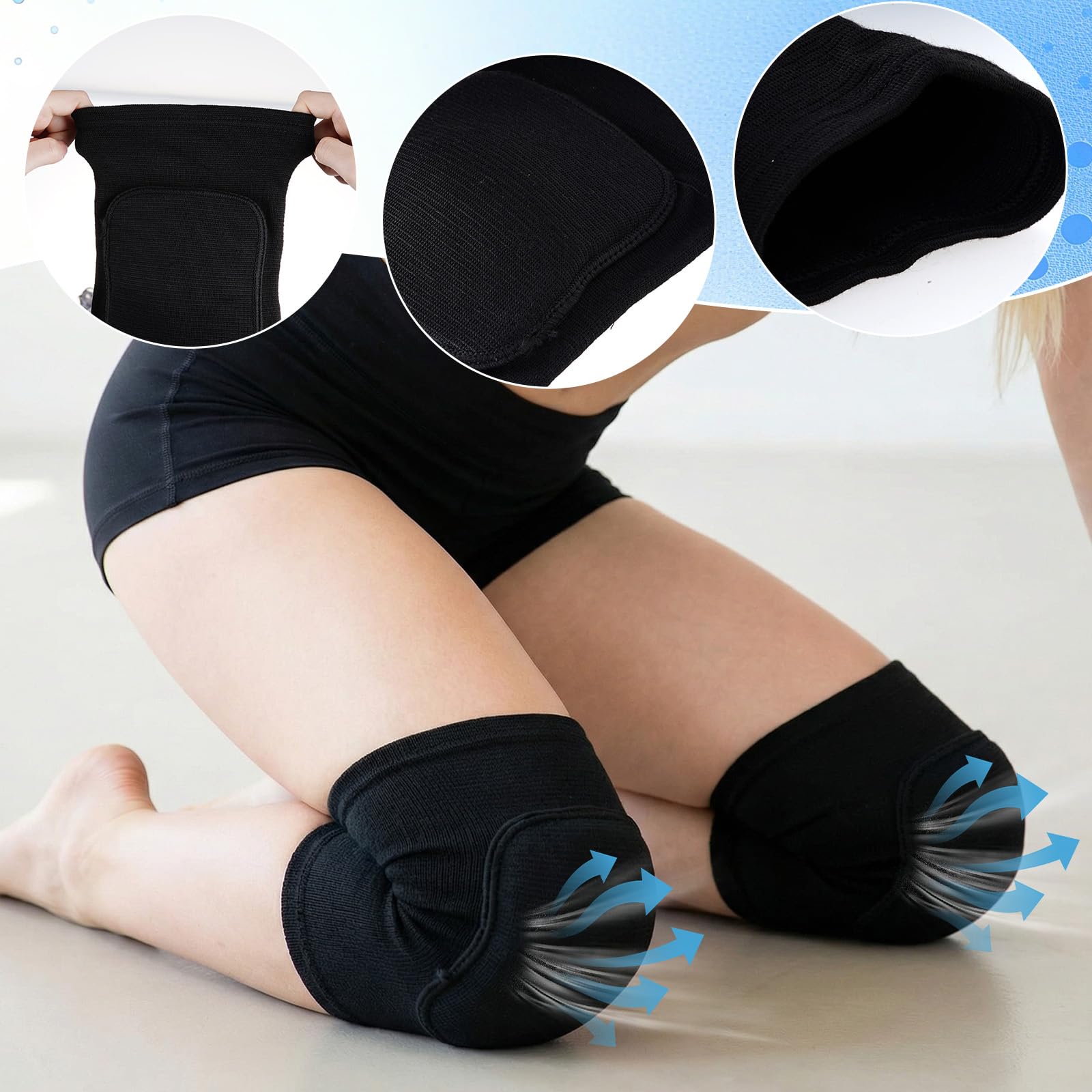 Sucrain Knieschützer, weich, atmungsaktiv, für Damen und Herren, Knieschützer, Kniebandage für Volleyball, Fußball, Basketball, Cheerleading, Tanzen, Yoga, Tennis, Laufen, Radfahren, Workout, Klettern