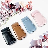 Vista 6 de Soporte para lentes de sol para visera de automóvil, soporte magnético de cuero para lentes de sol para automóvil con clip, color rosa