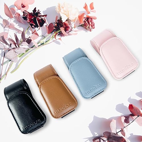 Miniatura 5 de Paquete de 2 soportes para lentes de sol para visera de automóvil, soporte magnético de cuero para lentes de sol para automóvil con clip (azul)