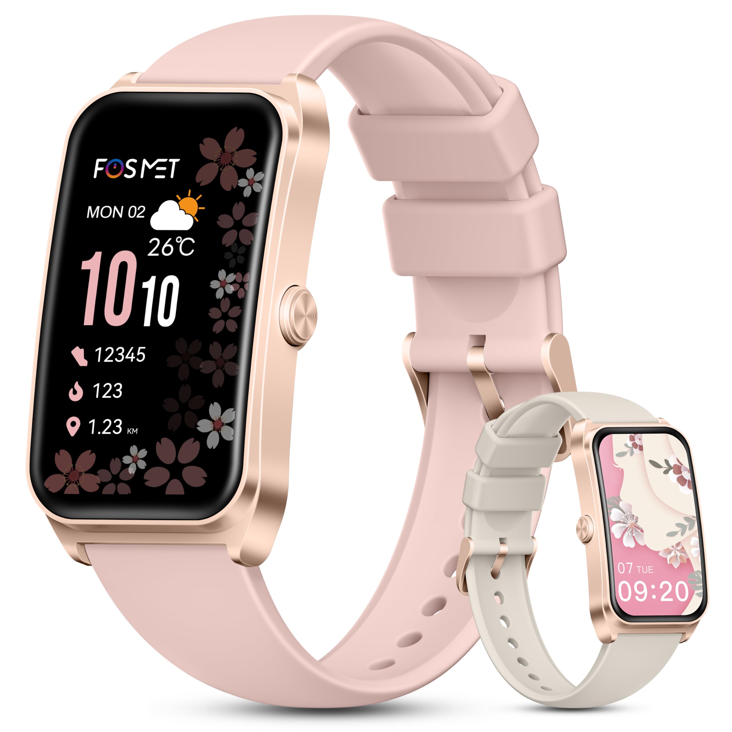 Amazon | FOSMET FOS10 スマートウォッチ レディース 縦長 1.47インチ